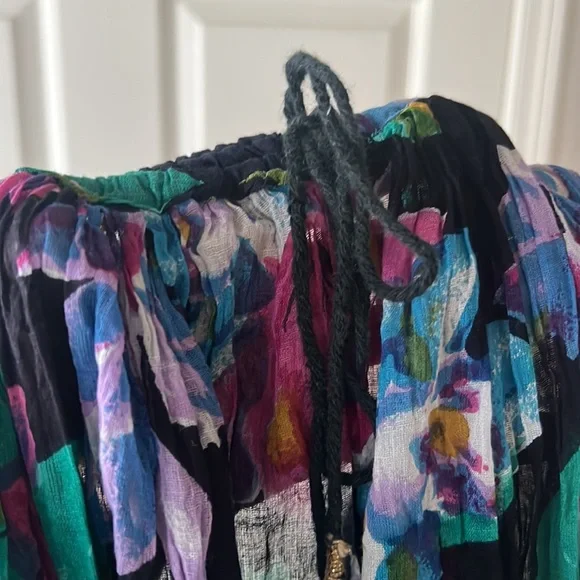 Boho Sheer Flowy Multi Colored Floral Skirt 100%‎ cotton, Sz L/XL - Picture 5 of 7